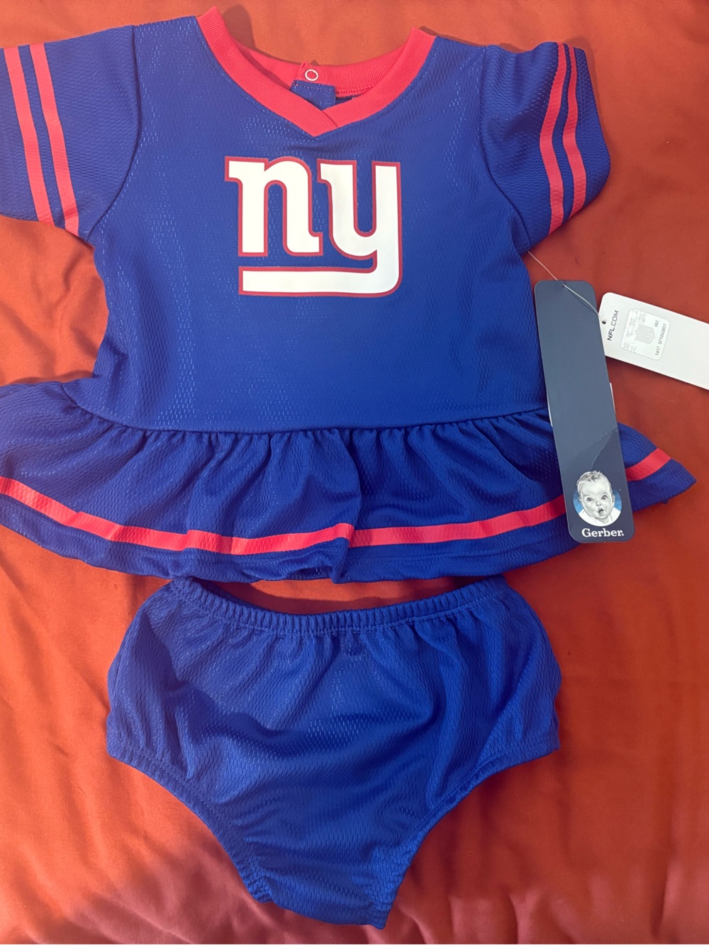Official NFL & Gerber NY Giants Football Jersey Skirted Set Cheer Outfit Costume